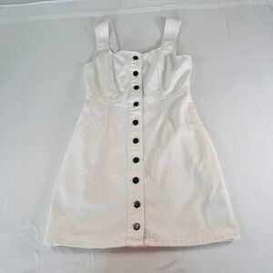 Urban Outfitters White Denim Button Down Mini Dress Womens Size 6 Sleeveless